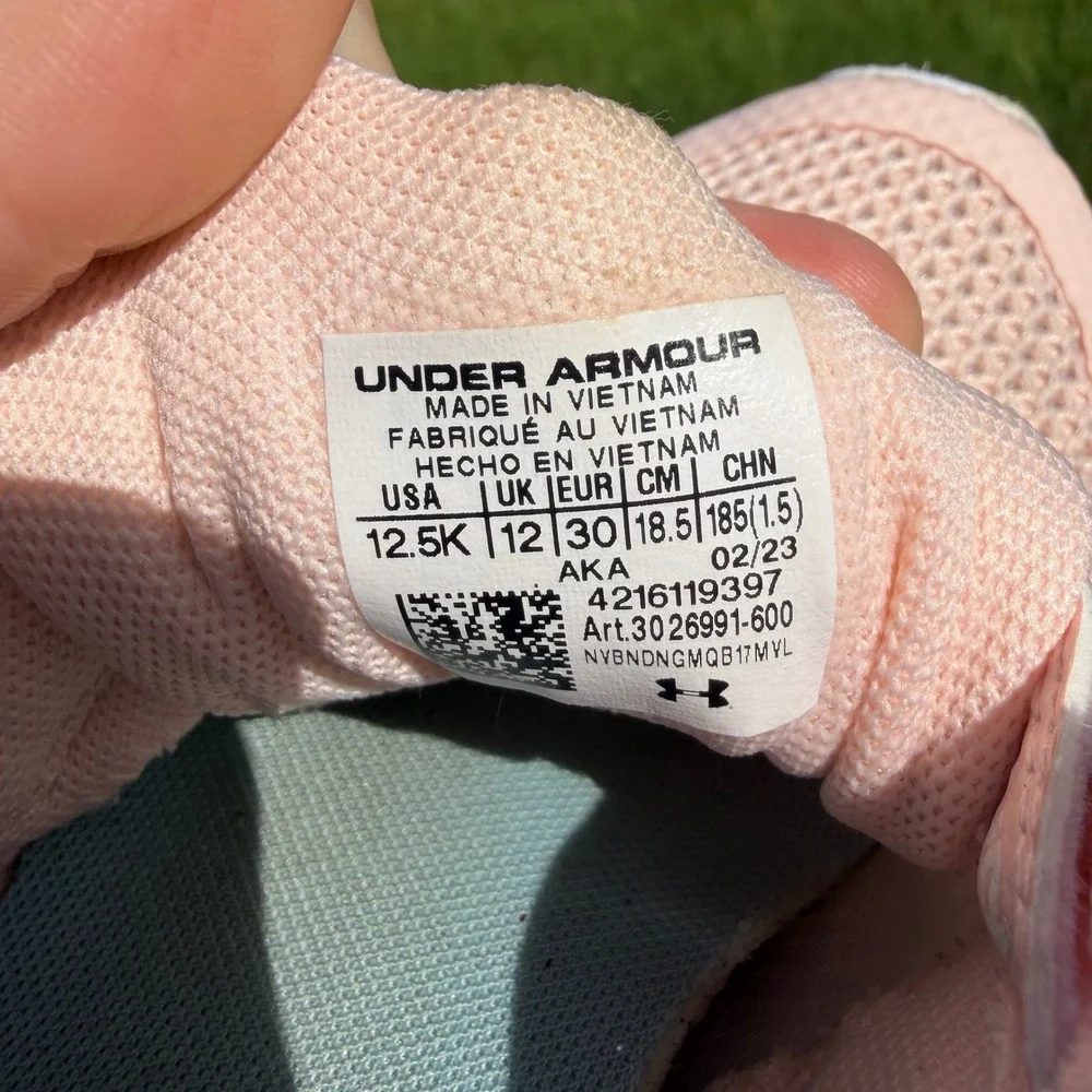 Under Armour Pursuit 3 Pink Blue Kids Running Shoes 3026991-600 Size 12.5K